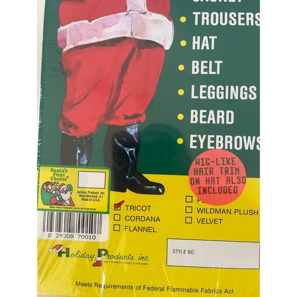 One Size Fits All Santa Suit Costume Jacket Trousers Hat Belt Beard Eyebrows - Picture 14 of 15